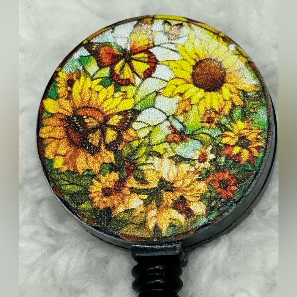 FLORAL WITH BUTTERFLIES Retractable ID Badge Holder NWT
